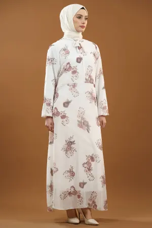 New Season Floral Patterned Hijab Dress