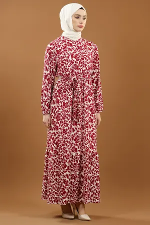 Yeni Sezon Desenli Bürümcük Kırmızıtesettür Elbise