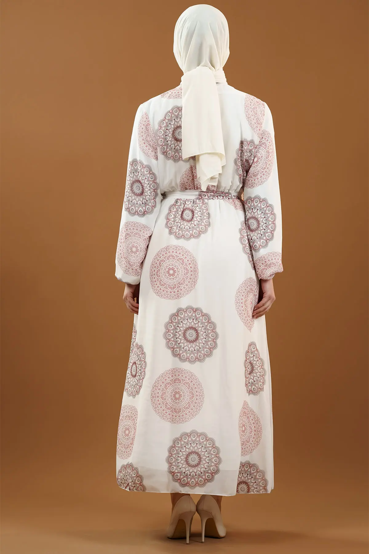 Yeni Sezon Desenli Tesettür Elbise-detail