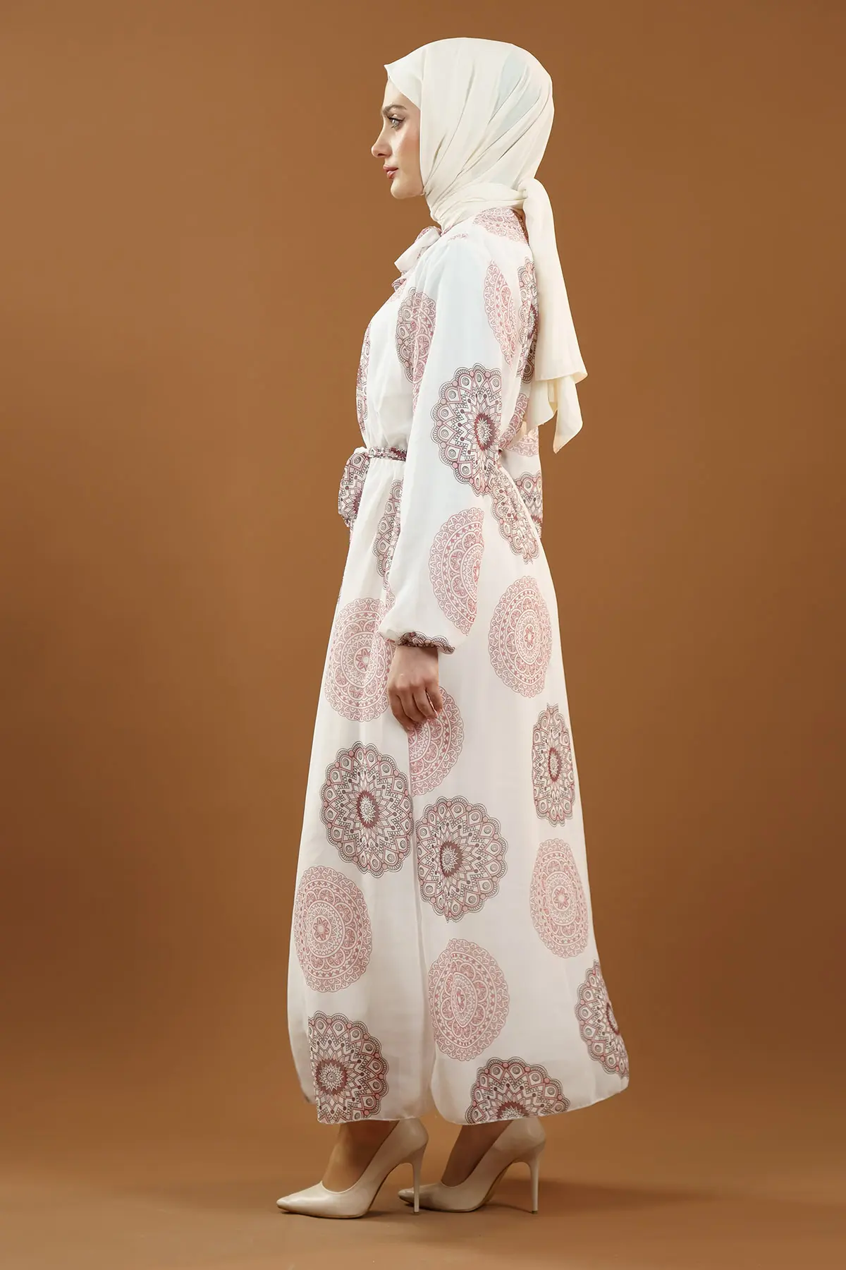 Yeni Sezon Desenli Tesettür Elbise-detail