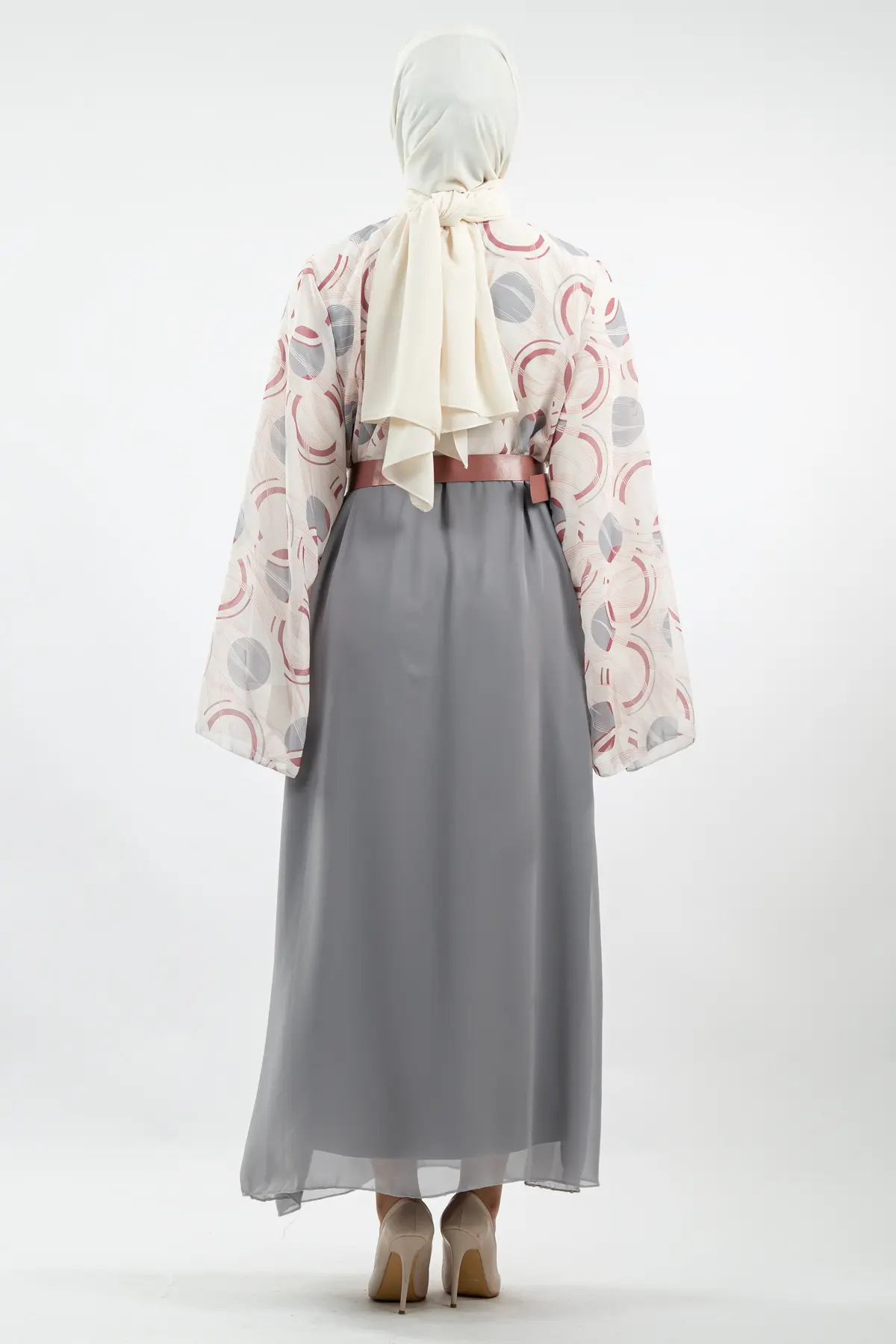 Yeni Sezon Desenli Tesettür Elbise-detail