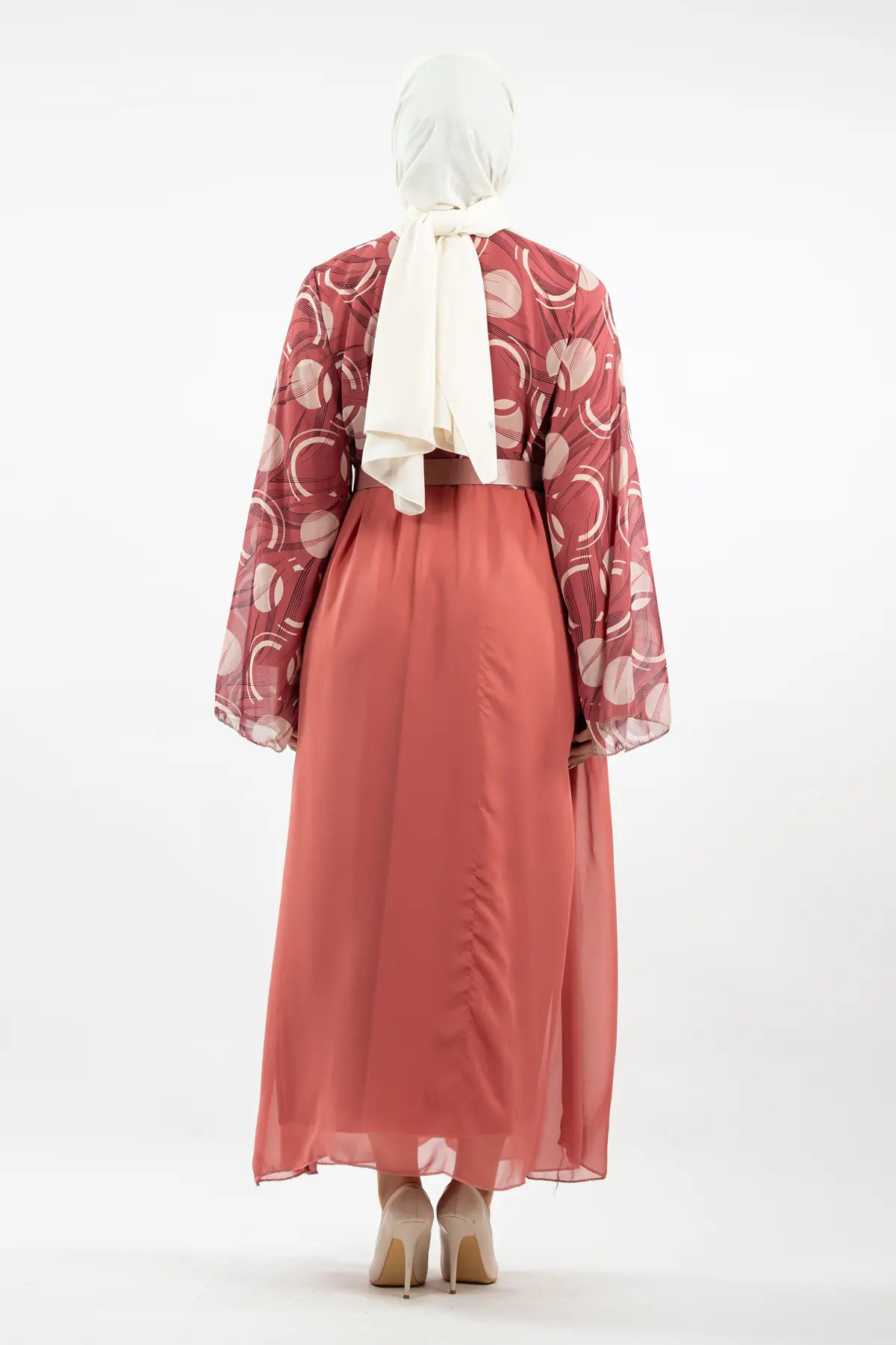 Yeni Sezon Desenli Tesettür Elbise-detail