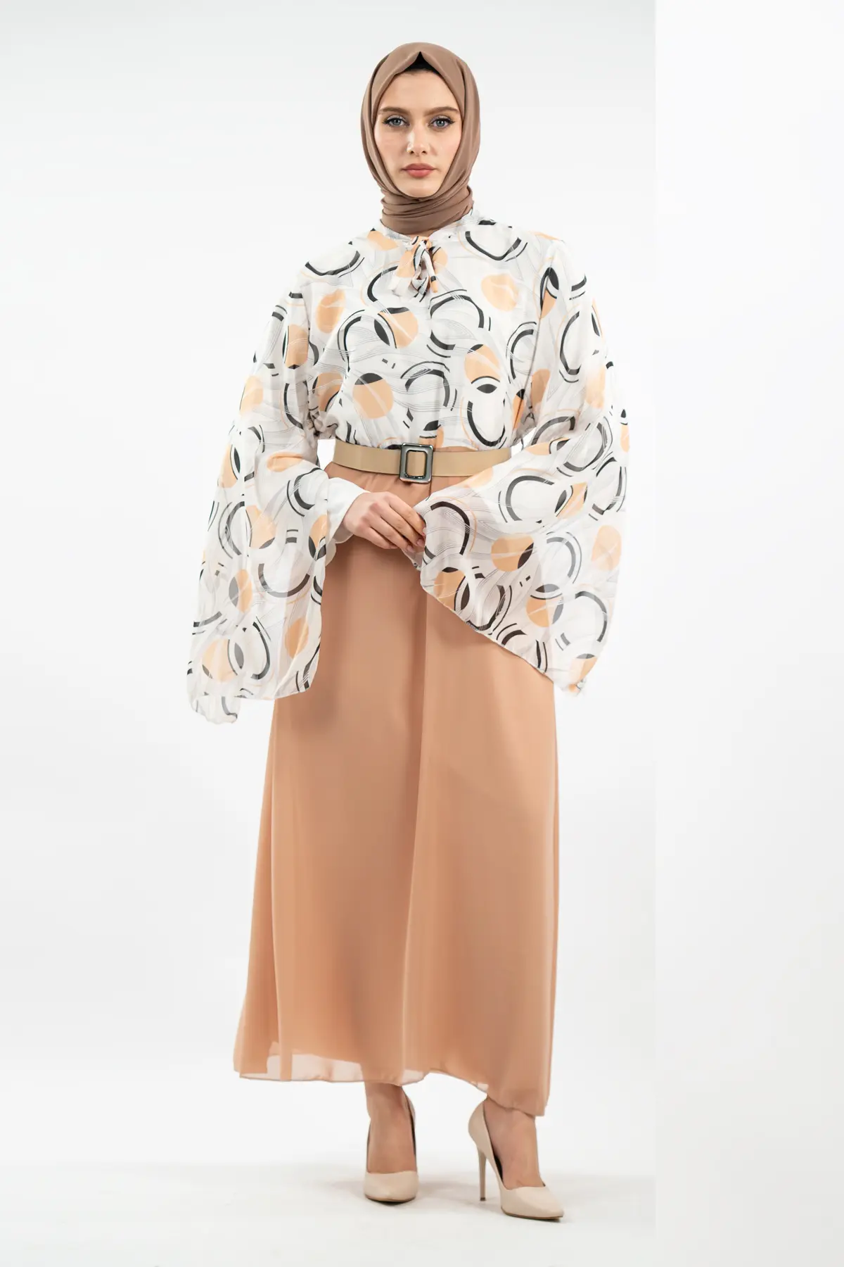 Yeni Sezon Desenli Tesettür Elbise-detail