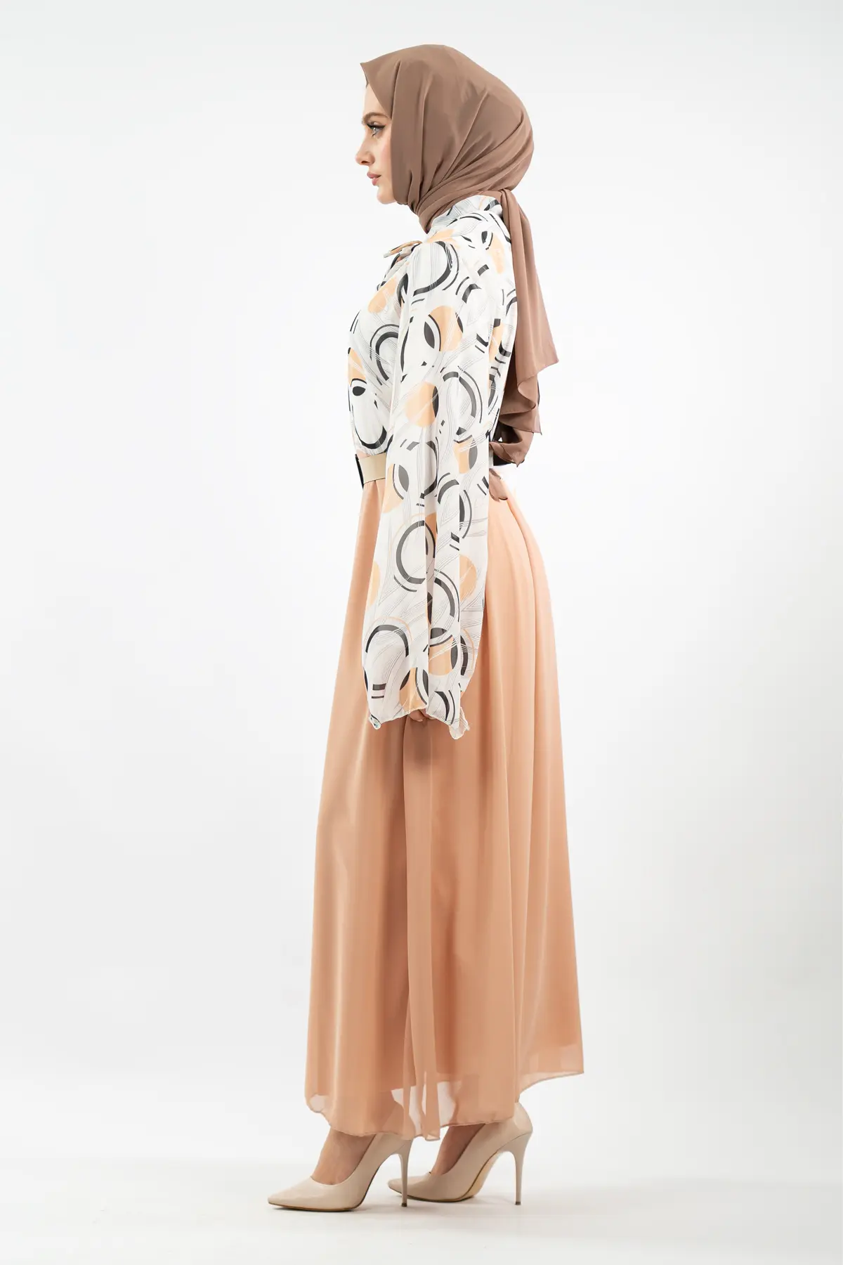 Yeni Sezon Desenli Tesettür Elbise-detail
