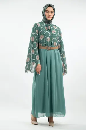 Yeni Sezon Desenli Tesettür Elbise