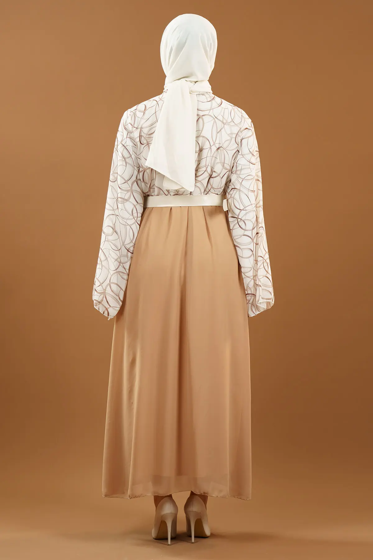 Yeni Sezon Desenli Tesettür Elbise-detail