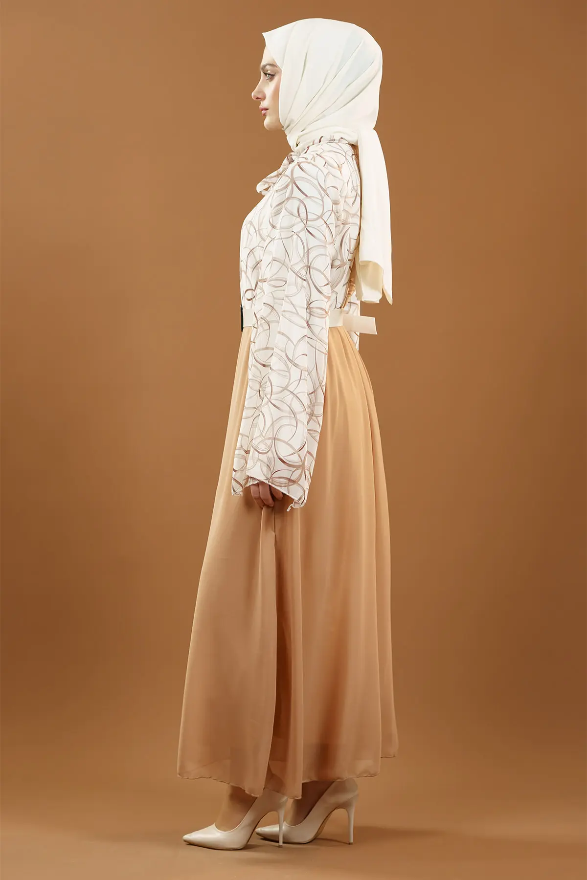 Yeni Sezon Desenli Tesettür Elbise-detail