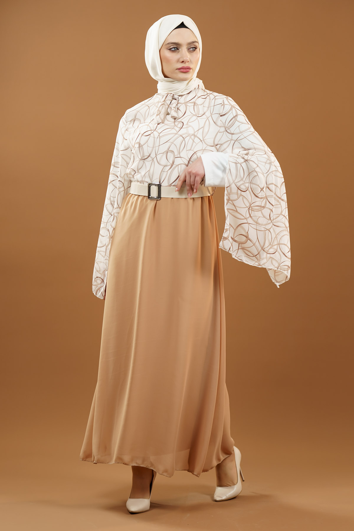 Yeni Sezon Desenli Tesettür Elbise