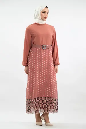 Yeni Sezon Eteği Puantiyeli Tesettür Elbise