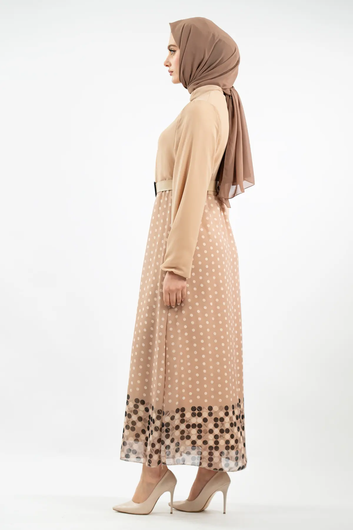 Yeni Sezon Eteği Puantiyeli Tesettür Elbise-detail