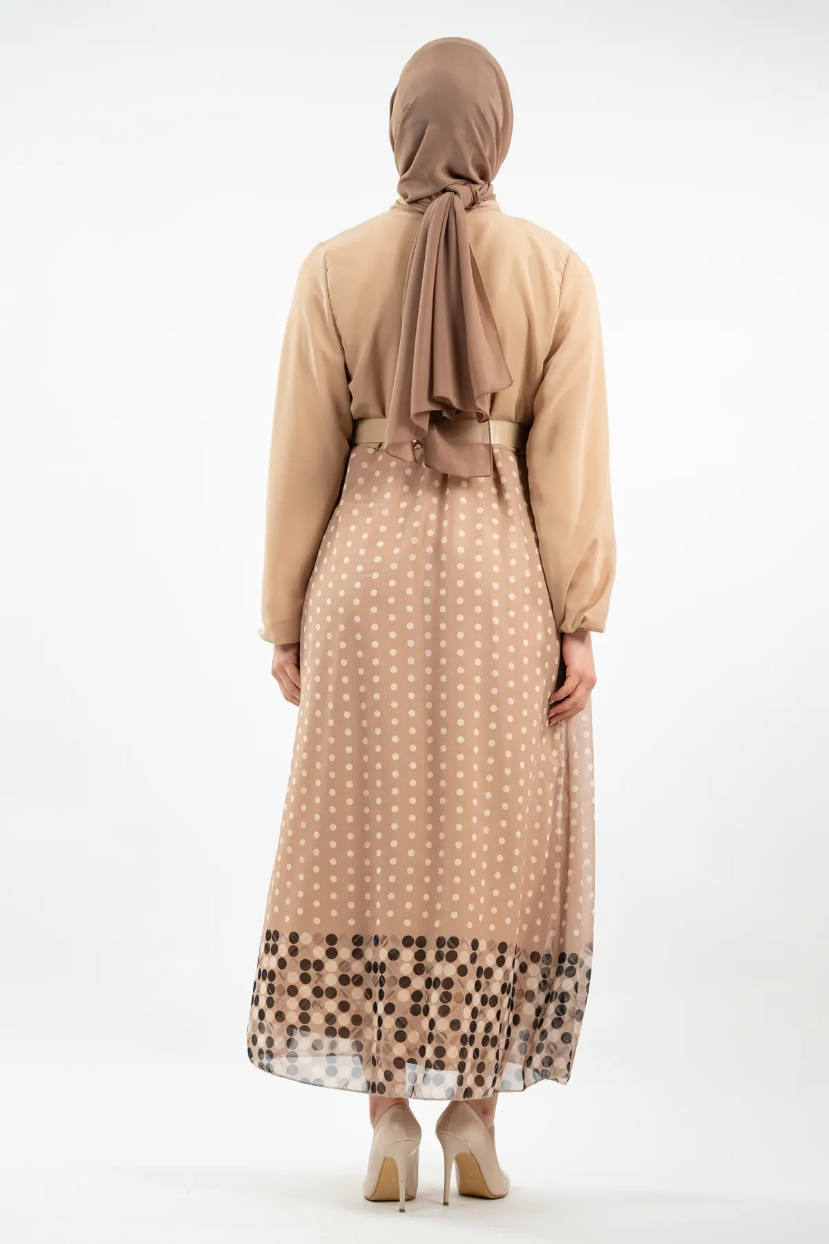 Yeni Sezon Eteği Puantiyeli Tesettür Elbise-detail