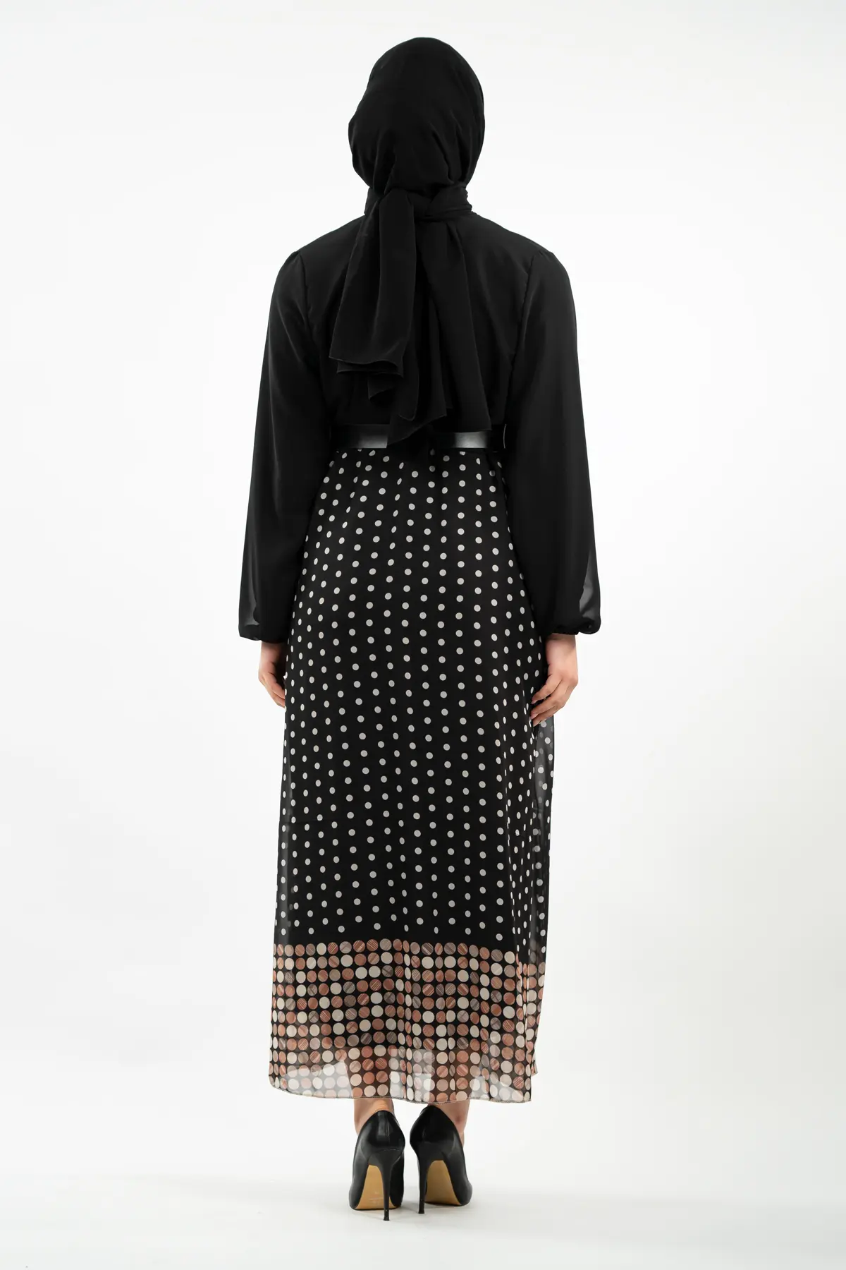 Yeni Sezon Eteği Puantiyeli Tesettür Elbise-detail