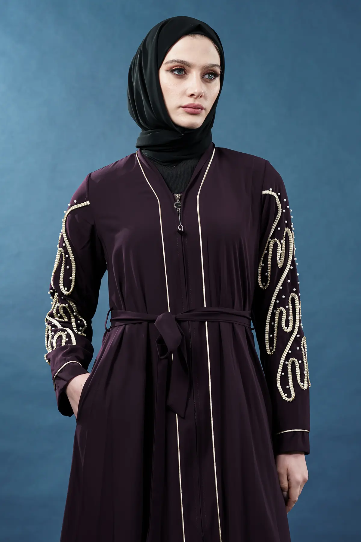New Season Special Design Pearled Abaya-detail