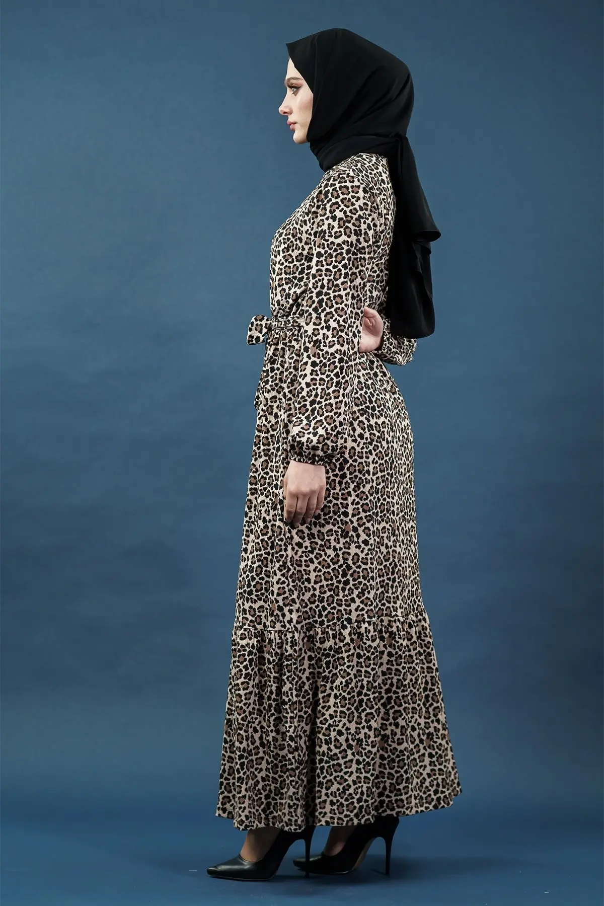 Yeni Sezon Leopar Desenli Elbise-detail