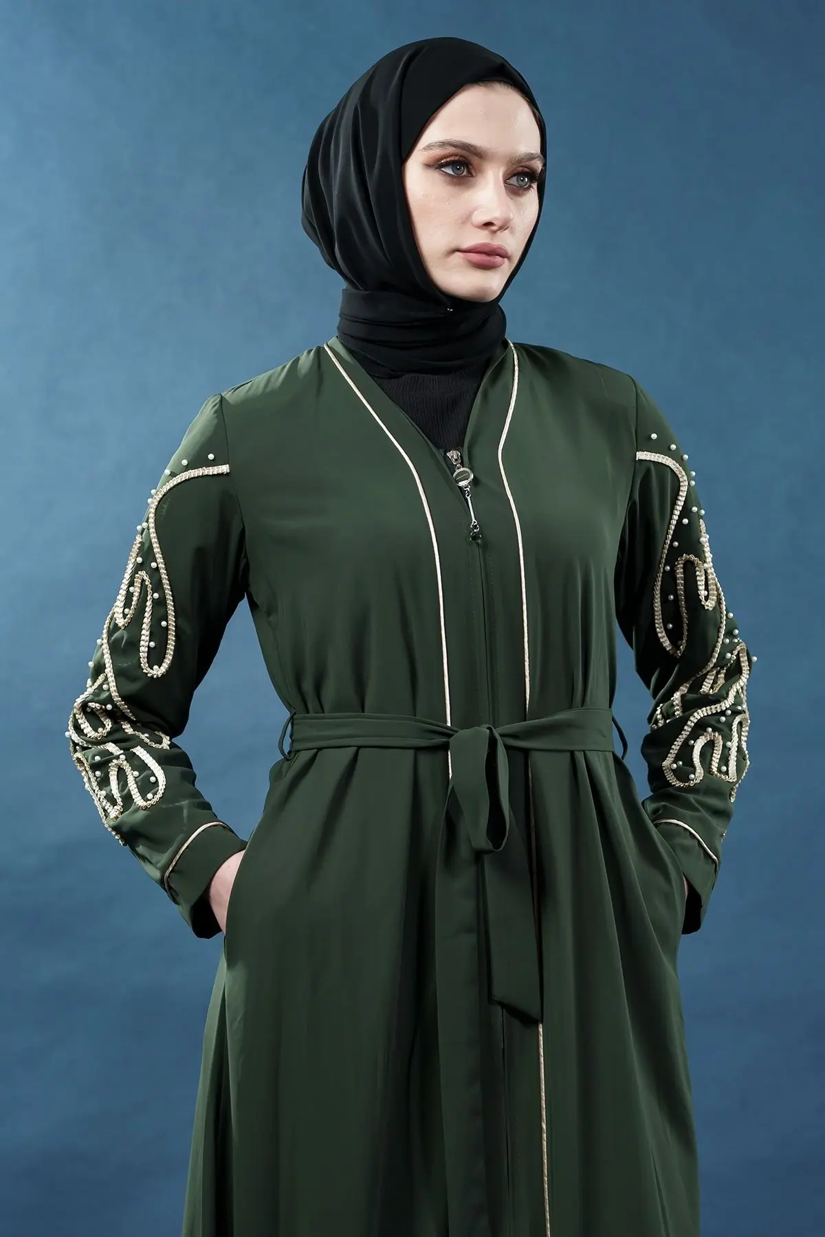 New Season Special Design Pearled Abaya-detail