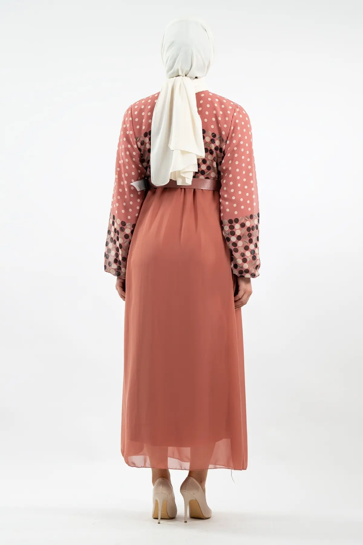 Yeni Sezon Puantiyeli Tesettür Elbise-detail