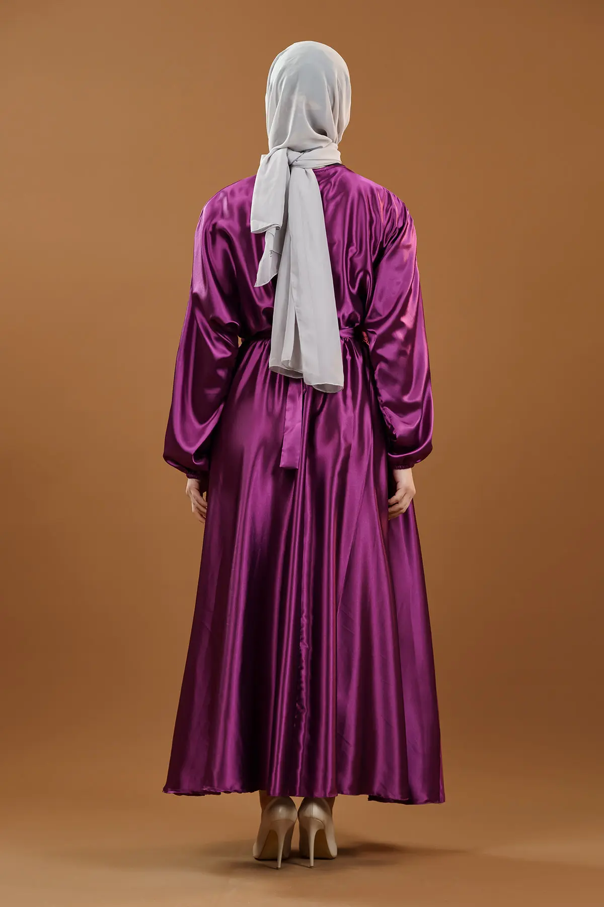 Yeni Sezon Saten Tesettür Elbise-detail