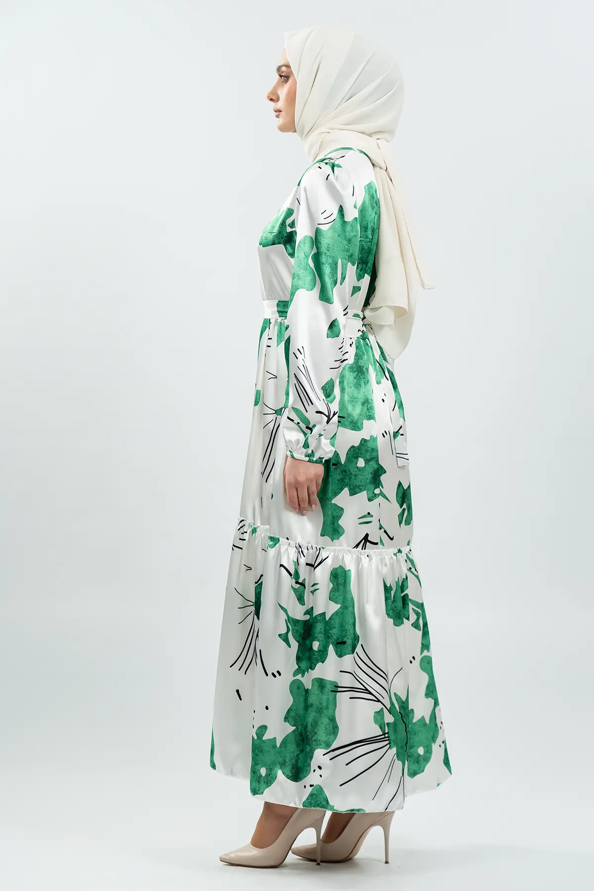 Yeni Sezon Saten Tesettür Elbise-detail