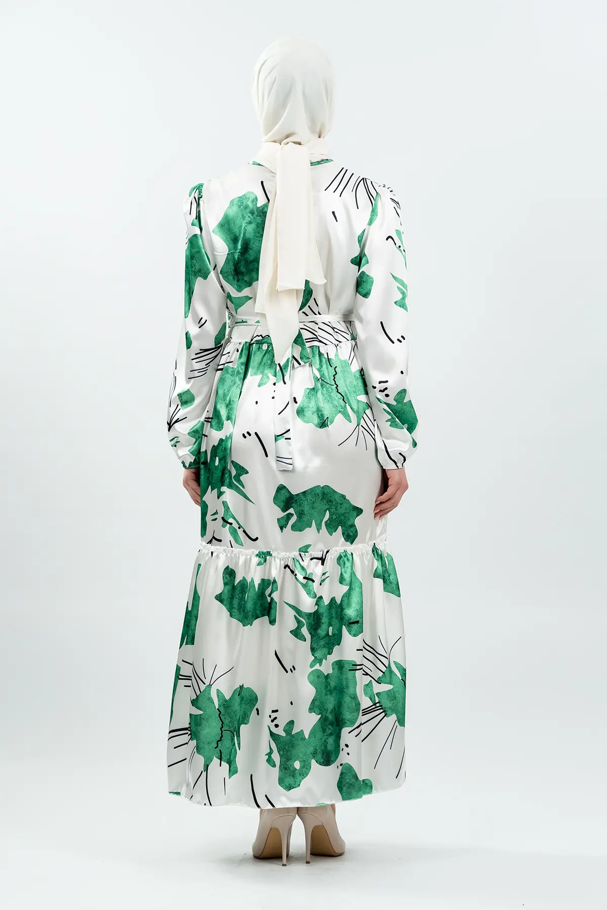 Yeni Sezon Saten Tesettür Elbise-detail