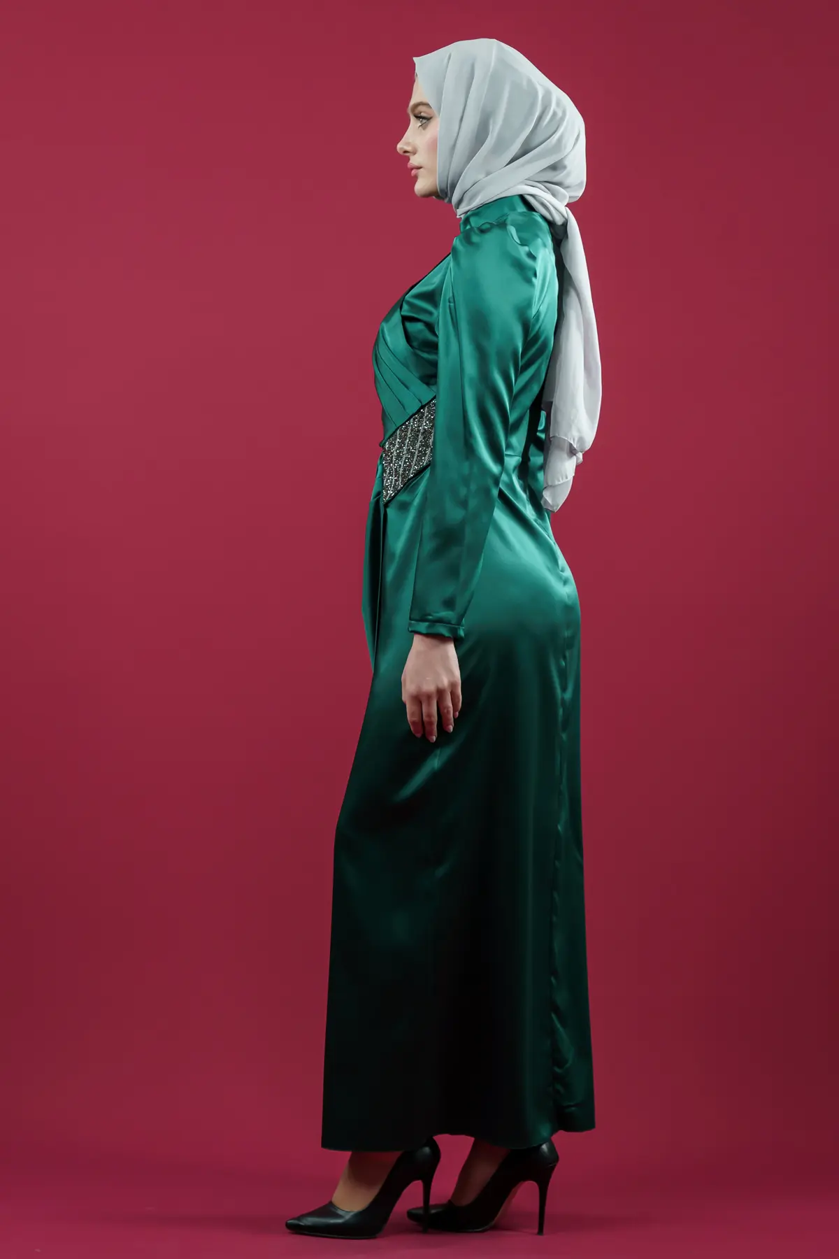 Yeşil Özel Gün Tesettür Abiye-detail