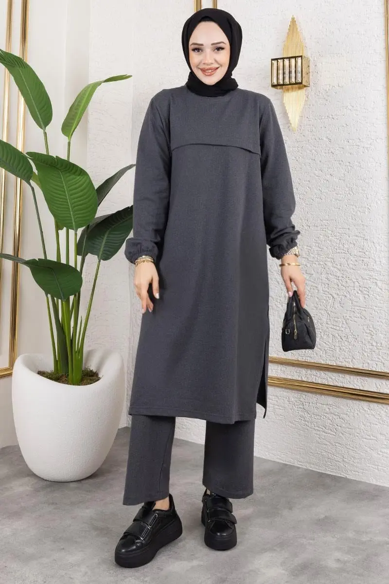 Yırtmaç Detaylı Spor Takım Antrasit-detail