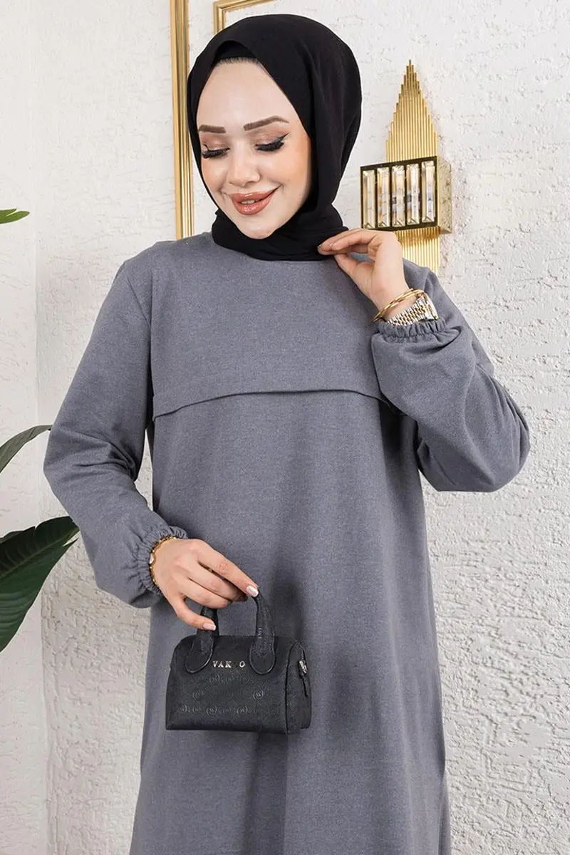 Yırtmaç Detaylı Spor Takım Gri-detail