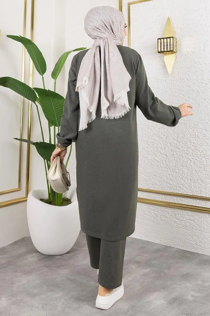 Yırtmaç Detaylı Spor Takım Haki-detail