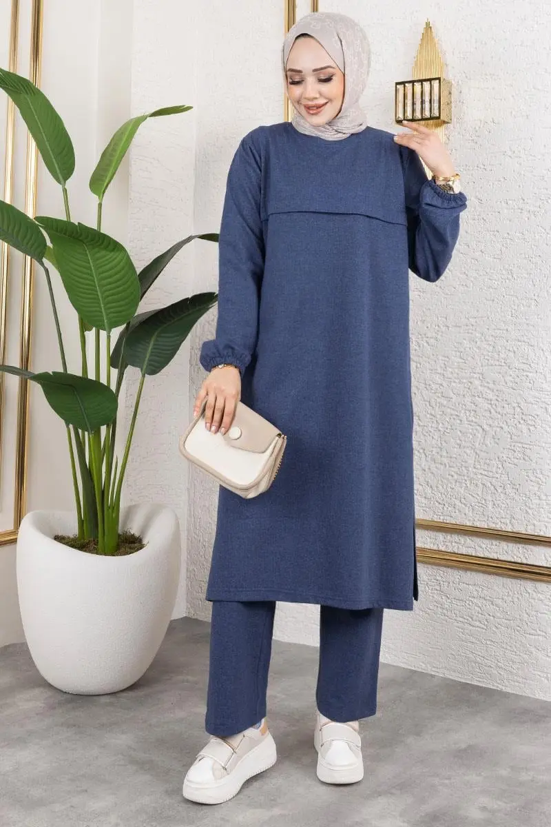 Yırtmaç Detaylı Spor Takım Indigo-detail