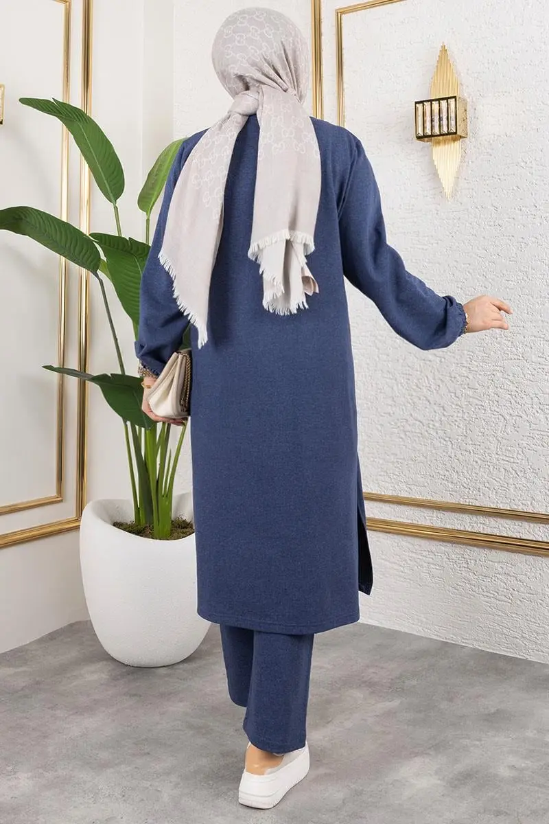 Yırtmaç Detaylı Spor Takım Indigo-detail