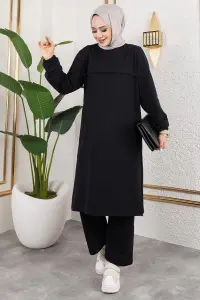 Yırtmaç Detaylı Spor Takım Siyah