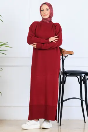 Yırtmaç Detaylı Triko Elbise