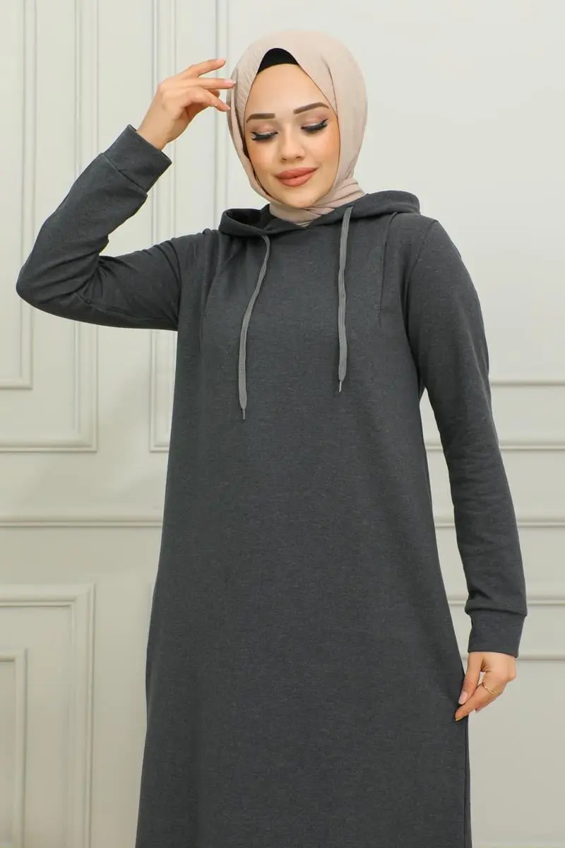 Yırtmaçlı Spor Elbise Antrasit-detail