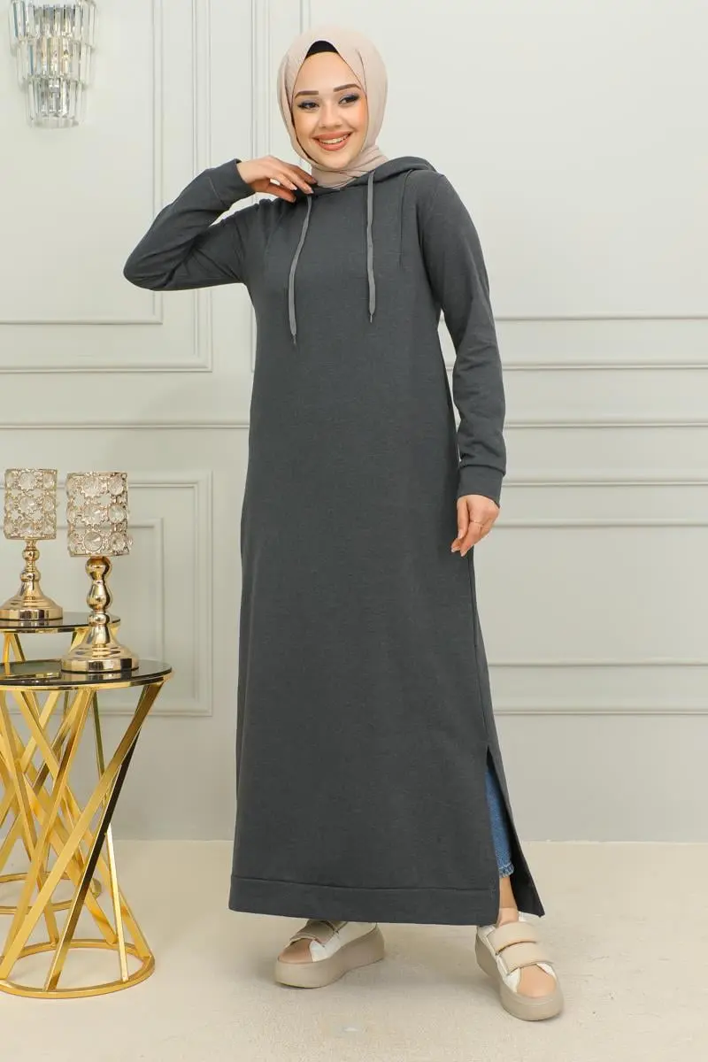 Yırtmaçlı Spor Elbise Antrasit-detail