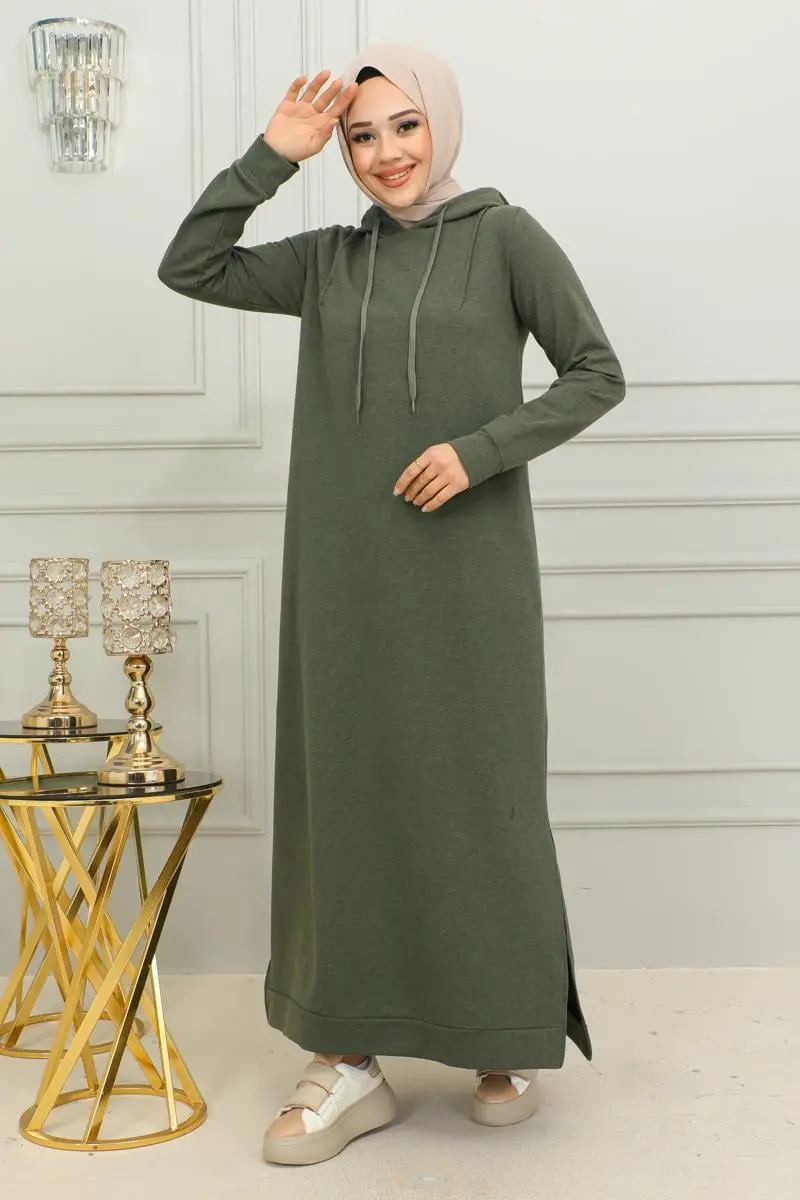 Yırtmaçlı Spor Elbise Haki-detail