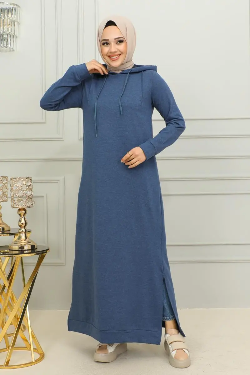 Yırtmaçlı Spor Elbise Indigo-detail