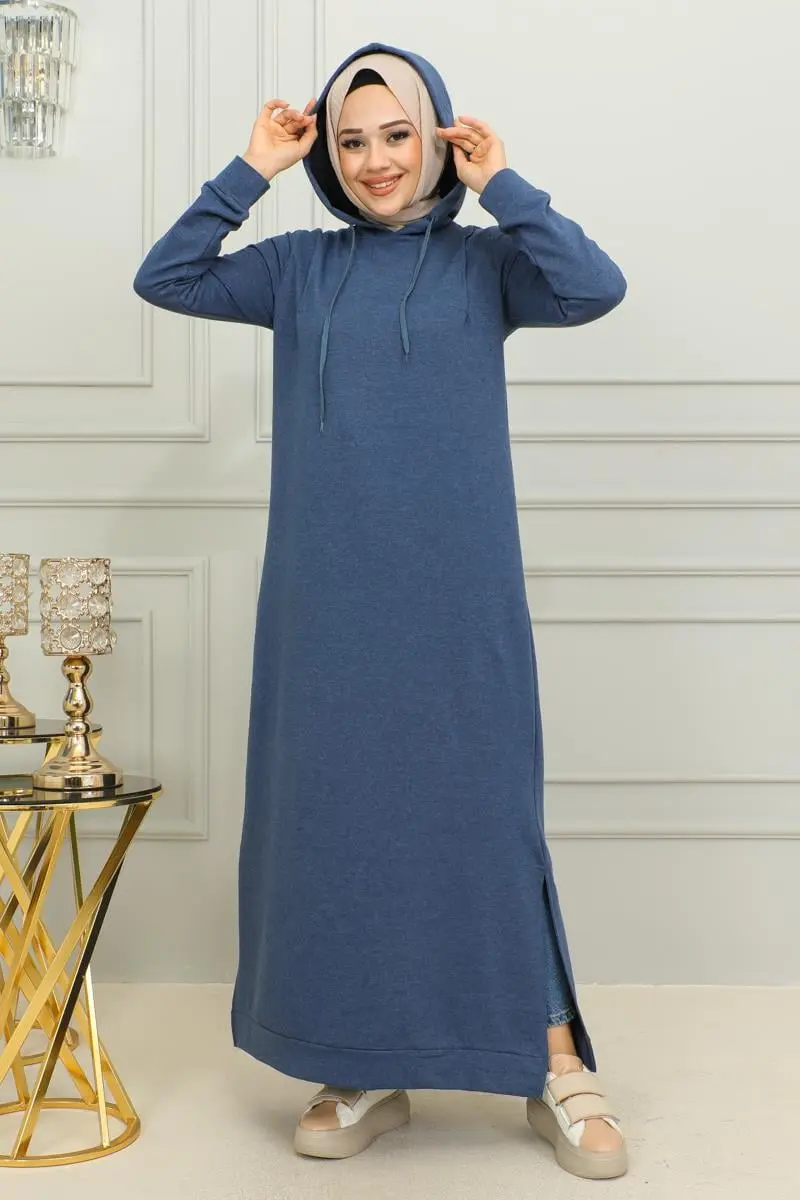 Yırtmaçlı Spor Elbise Indigo-detail