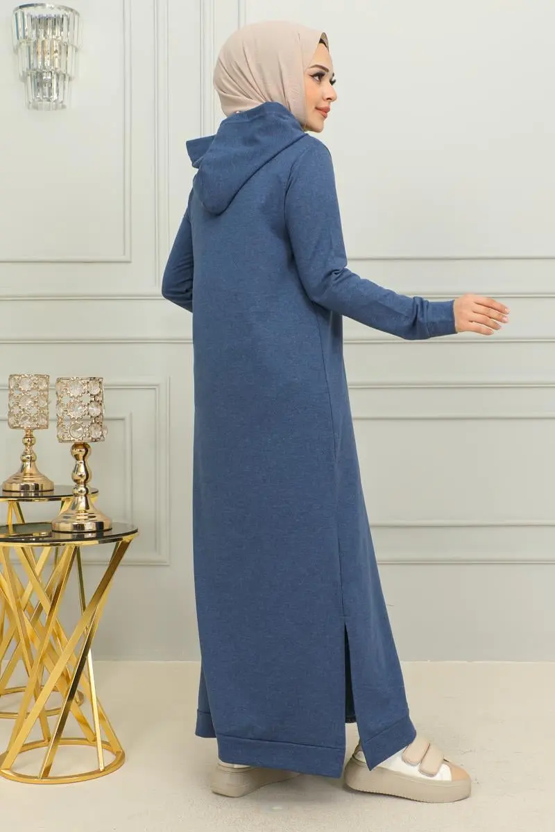 Yırtmaçlı Spor Elbise Indigo-detail