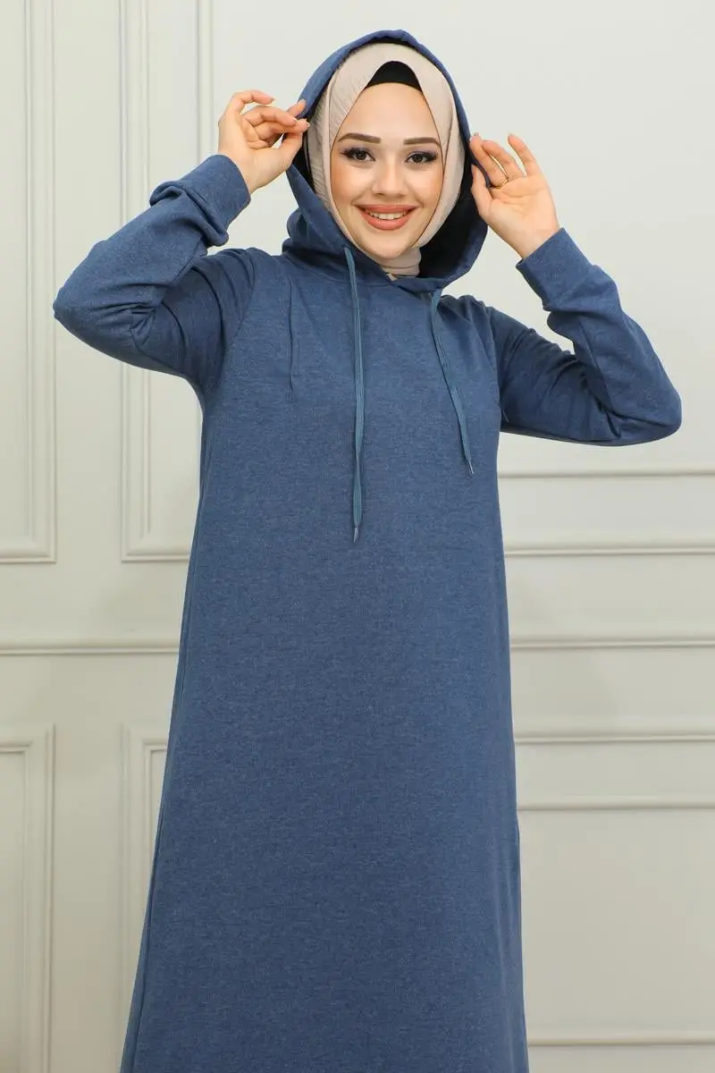 Yırtmaçlı Spor Elbise Indigo-detail