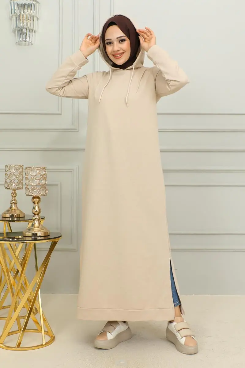 Yırtmaçlı Spor Elbise Taş-detail