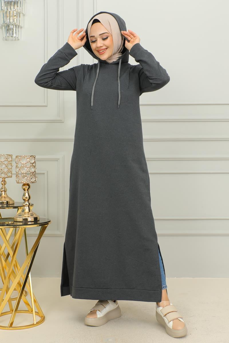 Yırtmaçlı Spor Elbise Antrasit