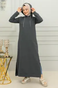 Yırtmaçlı Spor Elbise Antrasit