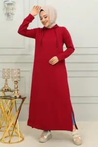 Yırtmaçlı Spor Elbise Bordo