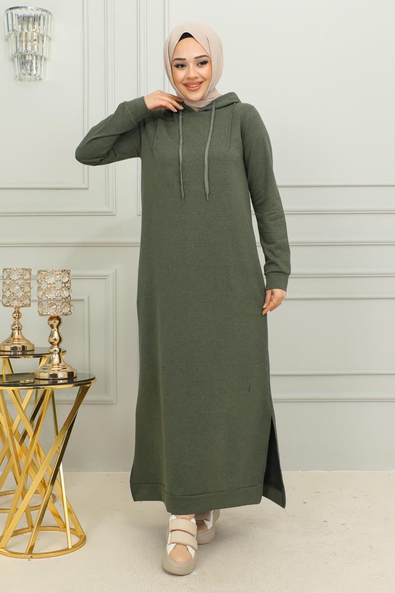 Yırtmaçlı Spor Elbise Haki