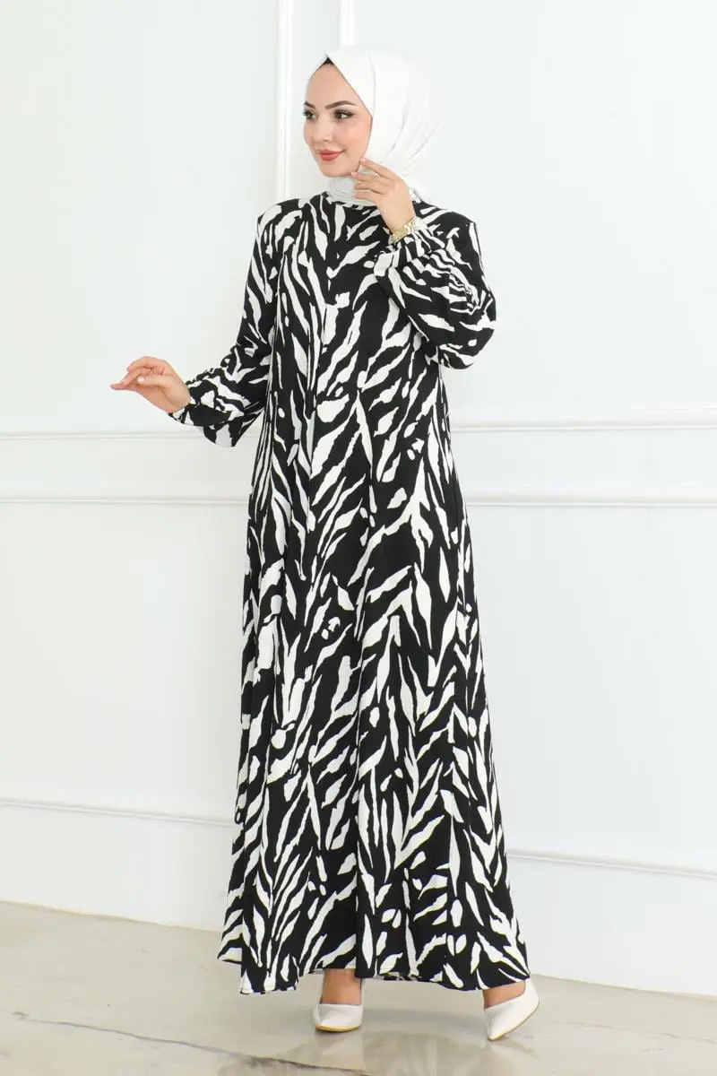 Zebra Pattern Hijab Dress-detail