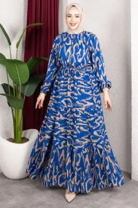 Zebra Desenli Viskon Elbise