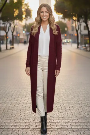 Zigzag Patterned Long Knit Cardigan