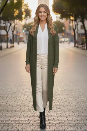 Zigzag Patterned Long Knit Cardigan