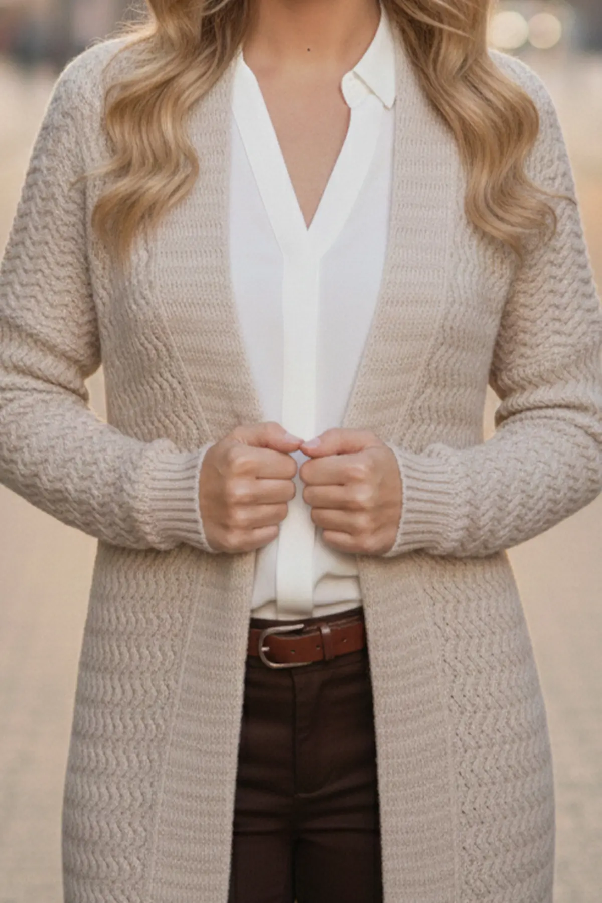 Zikzak Desenli Uzun Triko Hırka-detail