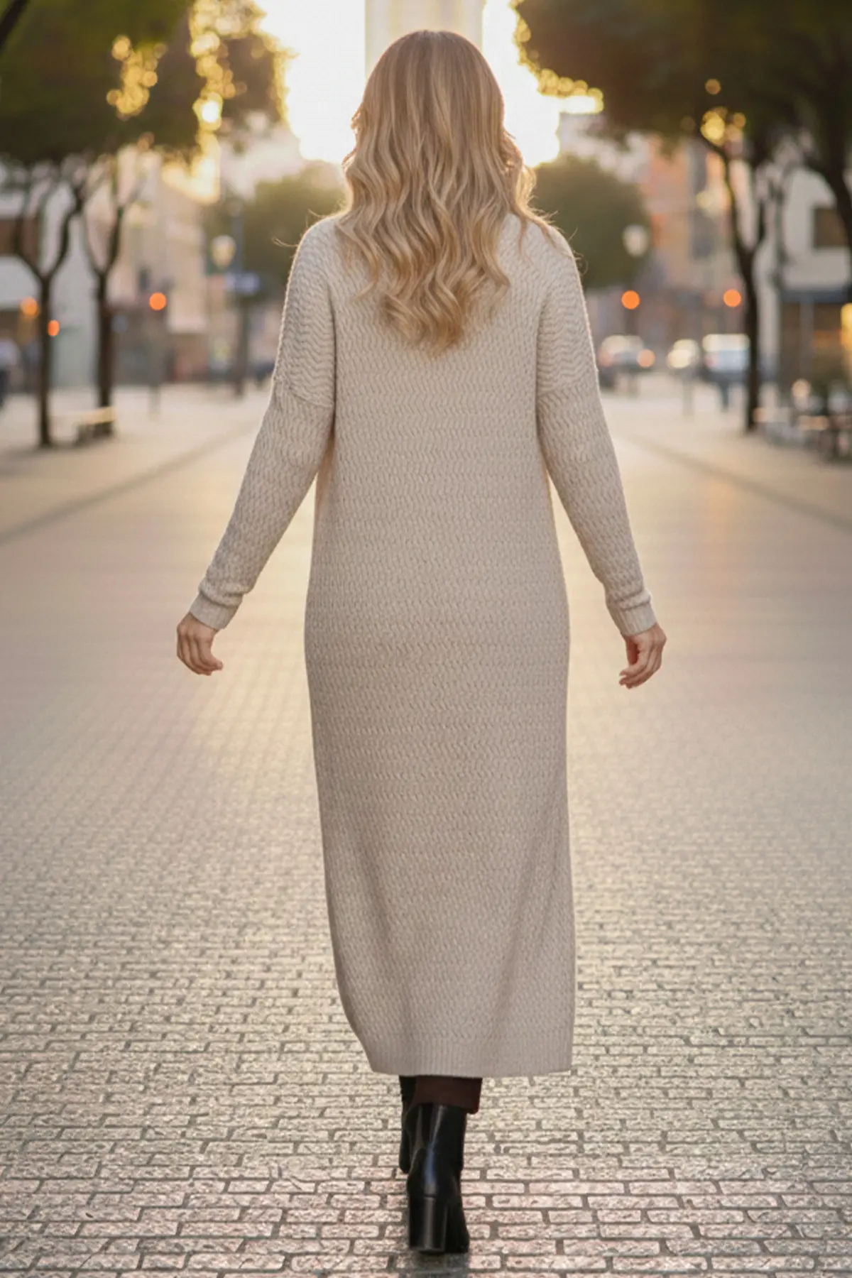 Zikzak Desenli Uzun Triko Hırka-detail