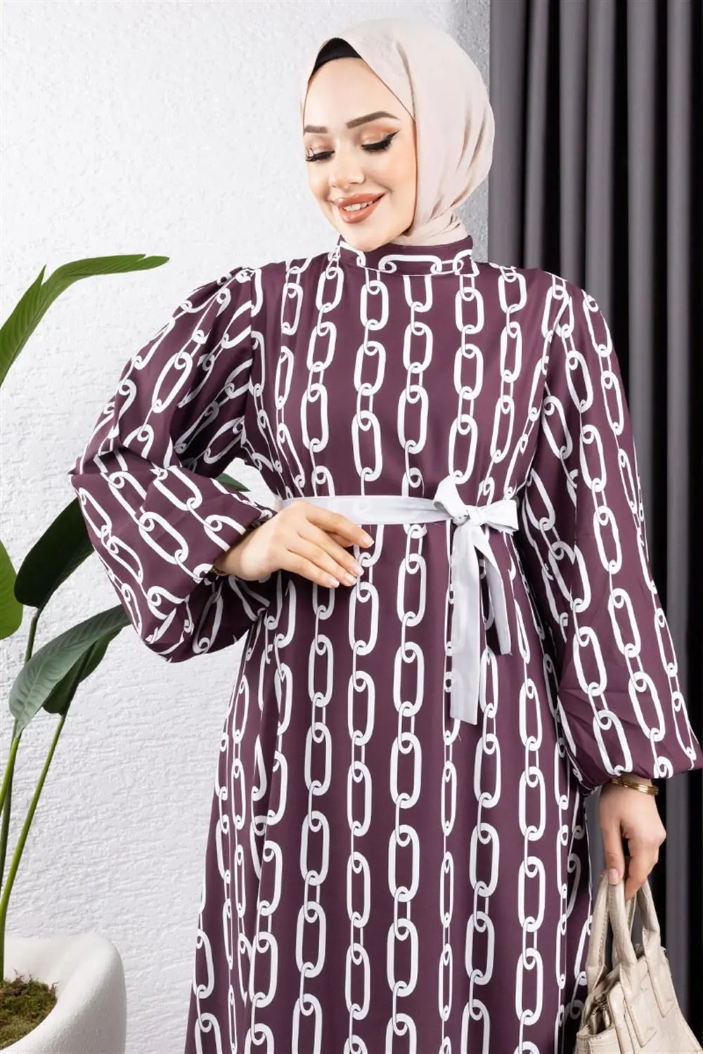 Chain Patterned Hijab Dress-detail